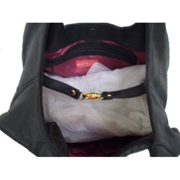 Leather Black Basketweave Hobo Handbag - NEW - Picture 3 of 10